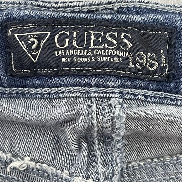 Guess Britney Jeans Womens Size 26 Blue Allover Print Leggings Low Denim - Picture 2 of 14